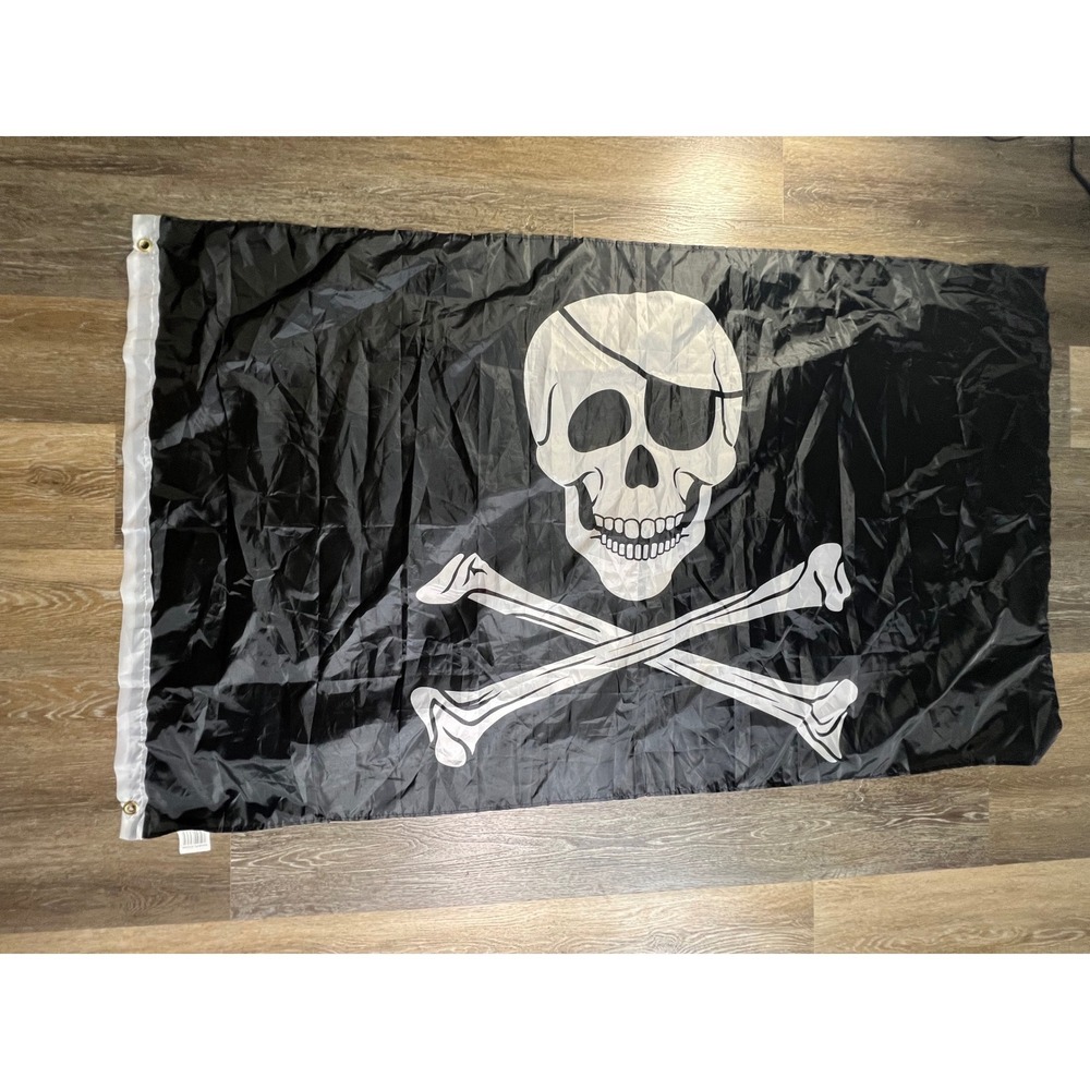 Unbranded Pirate Flag Unisex 3x5 Black Skull Crossbones Eye Patch Jolly Roger